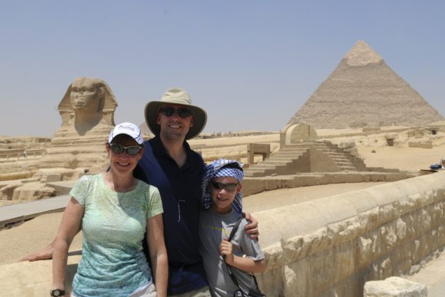 a family wondering if it's safe to travel to egypt.