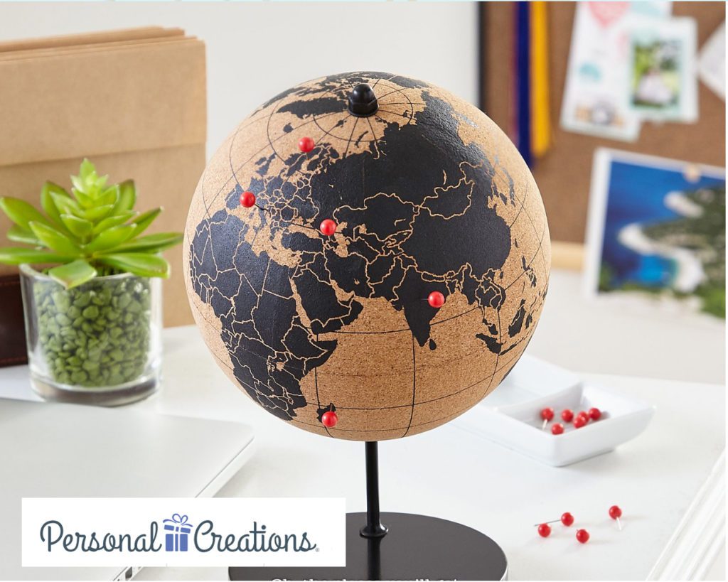A cork globe that makes for a great travel gift.