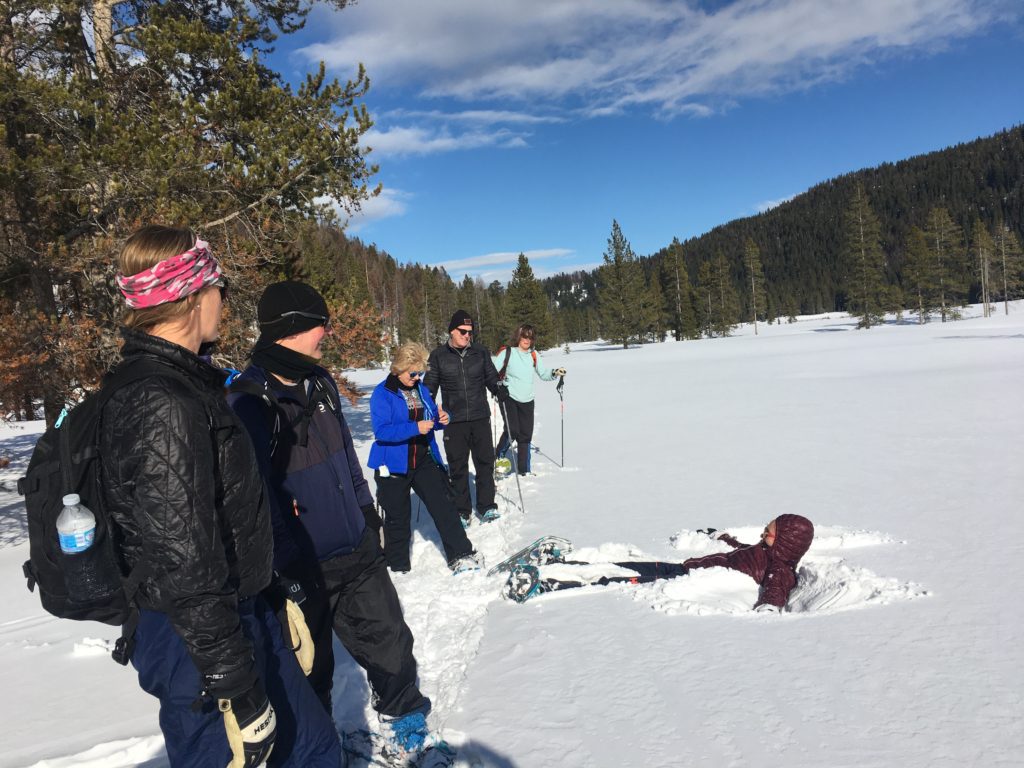 Making snow angels in Yellowstone.