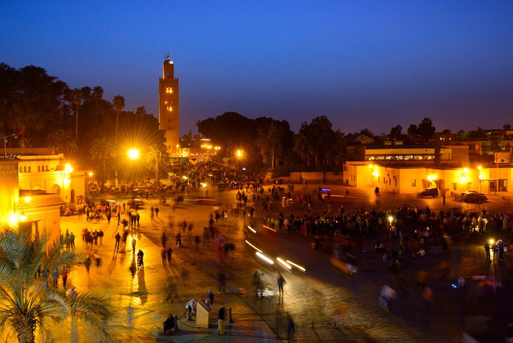Djemma el-Fna Square at night